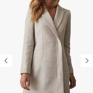 REISS Santhia Mid Length Overcoat in Pale Gray Size 4